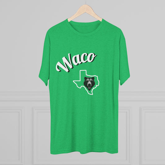 Waco Texas Uutline Tee — Waco Script City Pride T-Shirt, Bear Logo, Tri-Blend Soft-Style T-Shirt