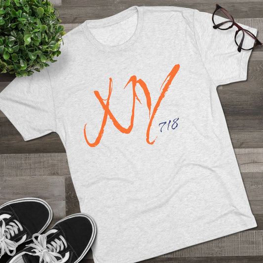 NYC Retro Graphic Tee — 'NY' Repeat & XV 718 Script City T‑Shirt