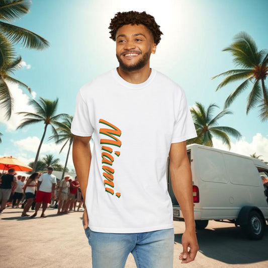 Miami Vibe Unisex Garment-Dyed T-shirt, Casual Wear, Summer Fashion, Nature Lovers, Beach Party, Gift Idea