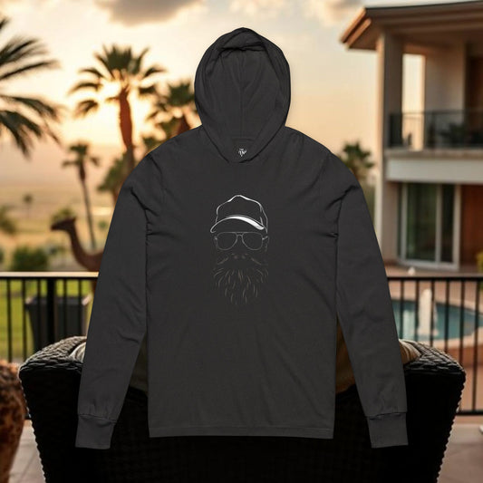 Wing Man Silhouette Hooded Long Sleeve Tee - Unisex Comfort for Relaxation, Beach Days, Casual Outings, Cozy Gatherings, Gift for Him/Her