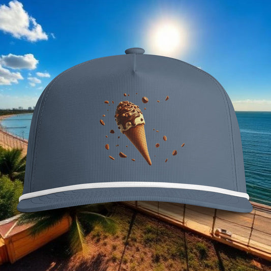 Ice Cream Cone Rope Cap — Retro Sunwashed Beach Hat