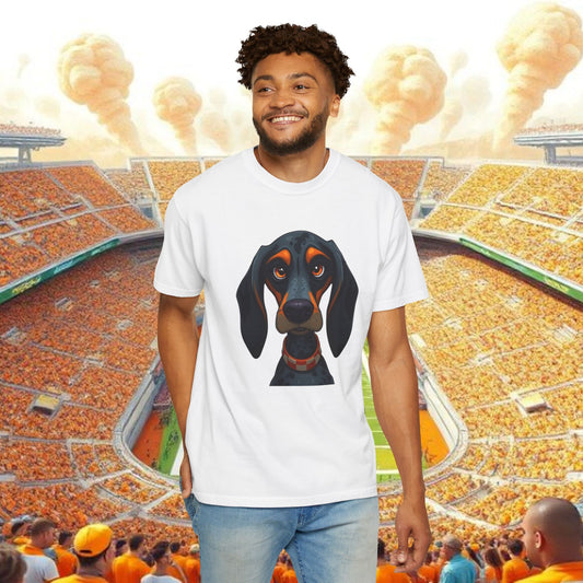 Garment-Dyed Dog Portrait T-Shirt, Sports Fans, Gameday Gift, Casual Wear, Unisex Tee, Perfect for Tailgates