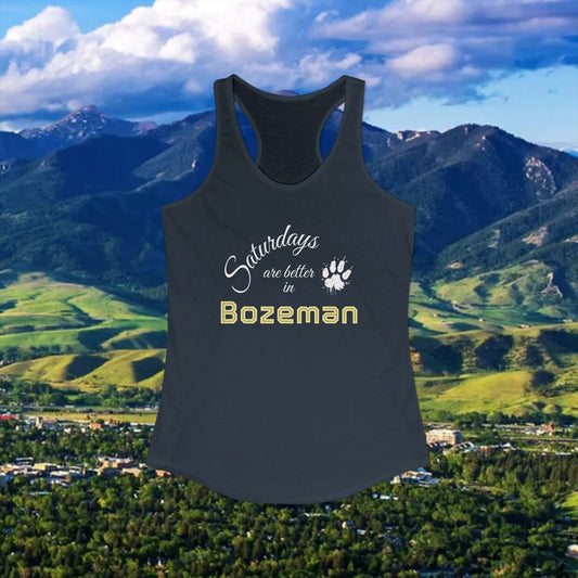Bozeman Saturdays Racerback Tank, Women's Workout Top, Casual Summer Top, Gift for College Students