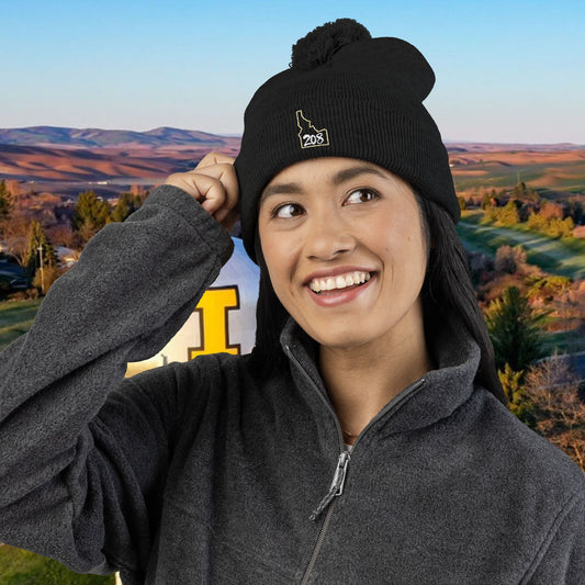 Idaho Pom-Pom Knit Cap (Embroidery), Winter Beanie Hat, Team Spirit Apparel, College Football Fan Gift, Accessories