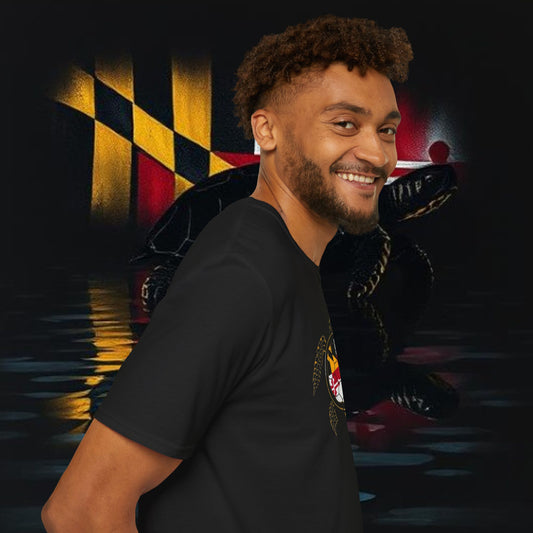 Turtle graphic Tee with Maryland Flag design Soft Style for ultra comfort