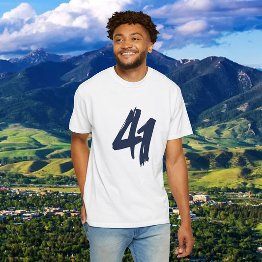 Stylish Unisex T-Shirt with Bold 41 Graphic and Paw Print, Perfect for Gameday and Tailgates.