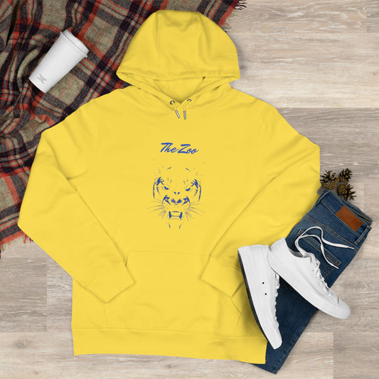 The Zoo Hooded Sweatshirt, Vibrant Yellow Hoodie, College Fan Design Sweatshirt, Cozy Gift for Him, Unique Casual Wear