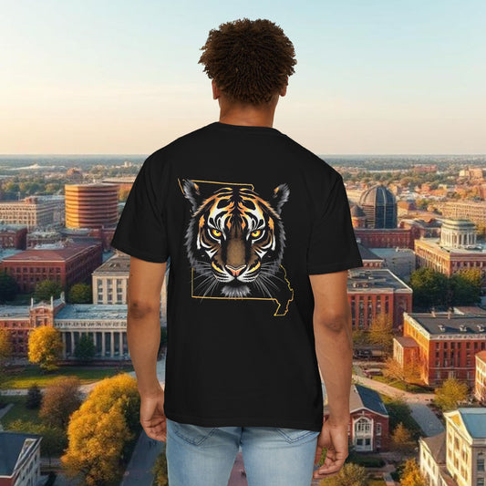 Columbia Missouri Tee, Unisex Garment-Dyed T-shirt, Missouri Pride Shirt, College Apparel, Unique Graphic Tee, Sports Fans