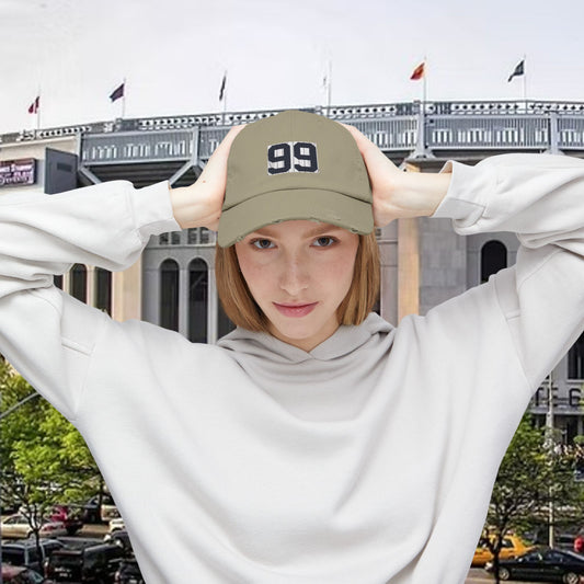 Baseball Stars Distressed Unisex Baseball Cap with Custom Number 99, Trendy Hat for Casual Outfits, Gifts for Sports Lovers