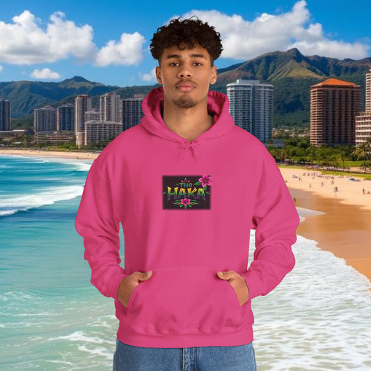 Hawaiian Hooded Sweatshirt with Floral Haka Design, Casual Wear, Beach Outfit, Gift for Dancers, Athletes, Summer Vibes