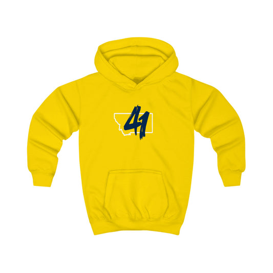 Kids Hoodie — Yellow '41' State Outline Youth Hoodie
