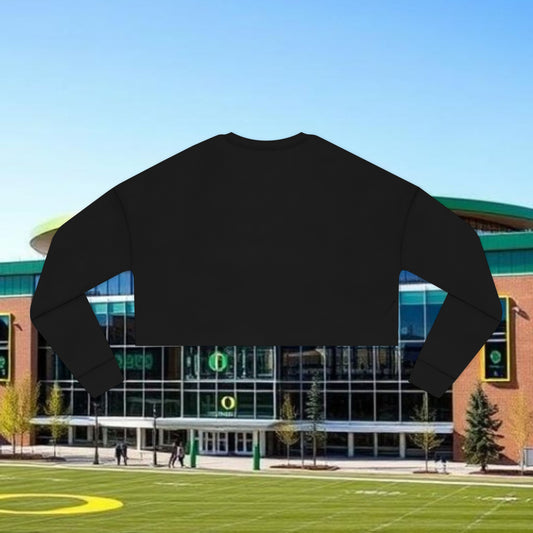 Duck Foot Print Women's Cropped Sweatshirt, Cute Casual Top, Cropped Sweatshirt, Gifts for Sports Fans, Cozy Fall Apparel