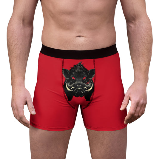 Hog Wild Men's Boxer Briefs - Comfortable Everyday Essentials, Funny Gifts, Unique Underwear, Fun Red, Gift for Him
