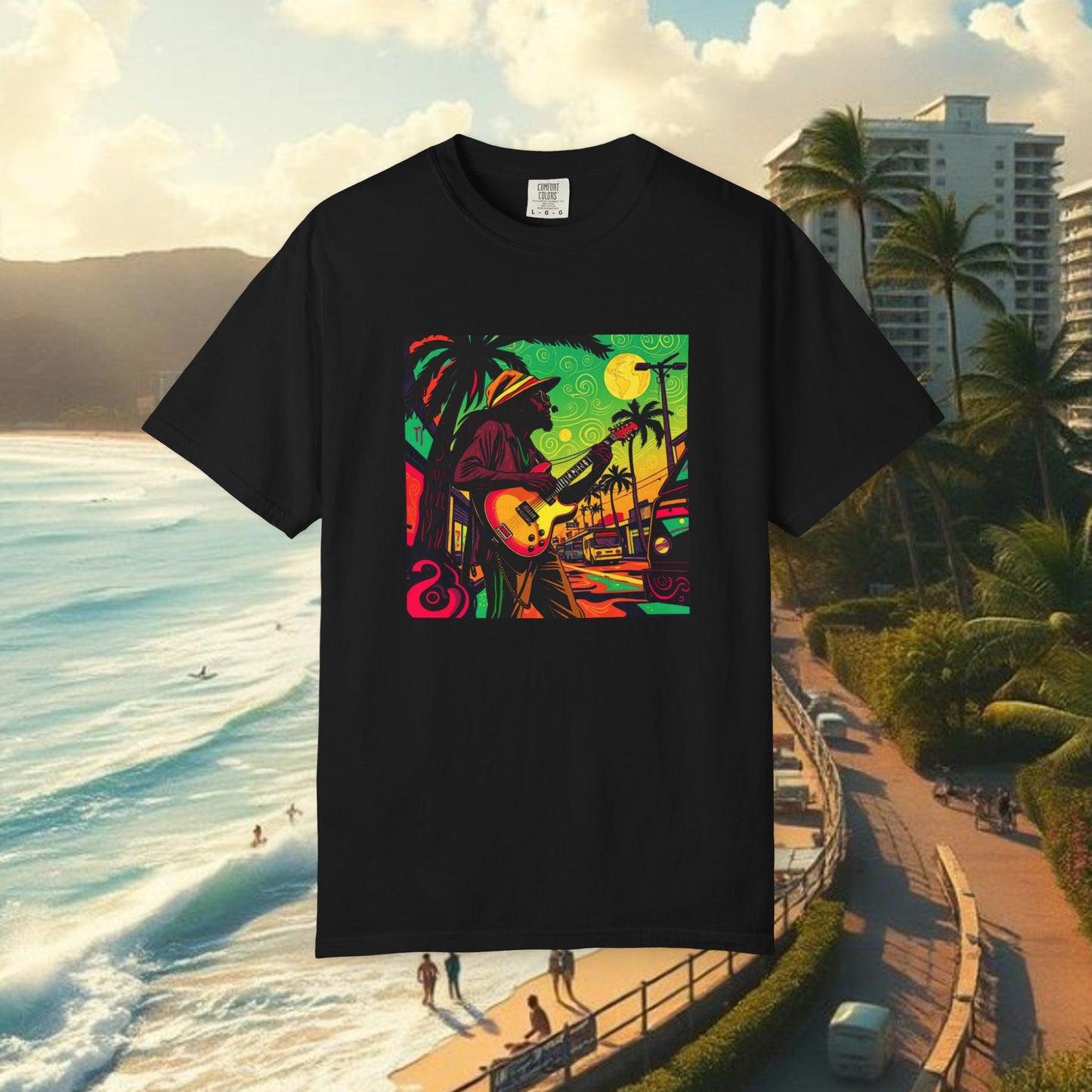 Vibrant Beach Vibes Unisex T-Shirt - Music & Paradise Design