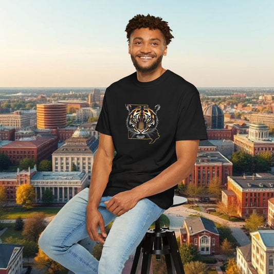 Missouri State Outline with Tiger Graphic Tee - Stylish ultra softstyle T-shirt