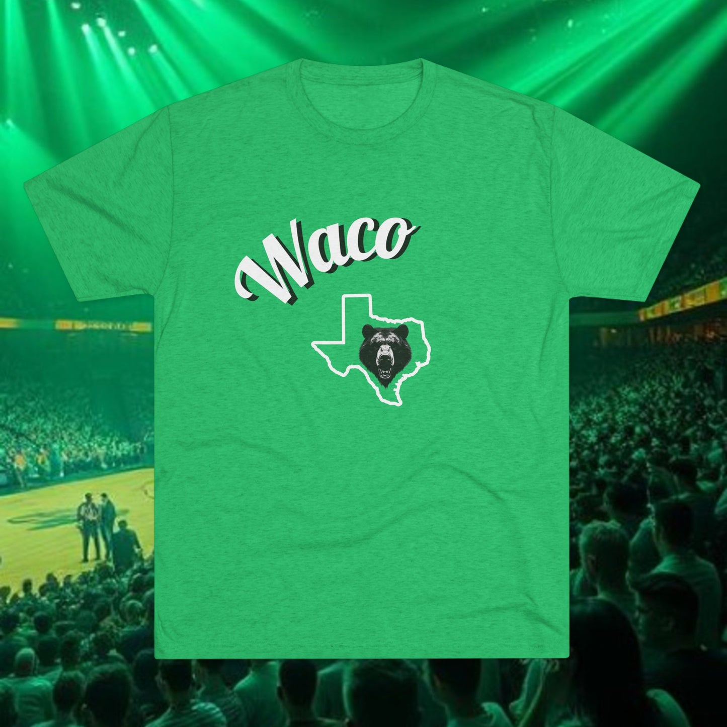 Waco Texas Uutline Tee — Waco Script City Pride T-Shirt, Bear Logo, Tri-Blend Soft-Style T-Shirt