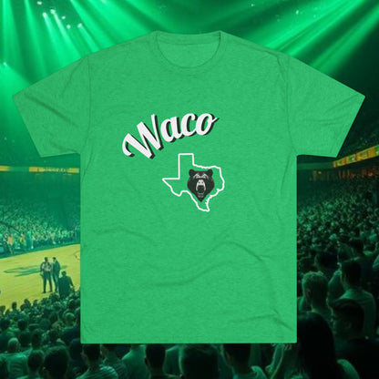 Waco Texas Uutline Tee — Waco Script City Pride T-Shirt, Bear Logo, Tri-Blend Soft-Style T-Shirt