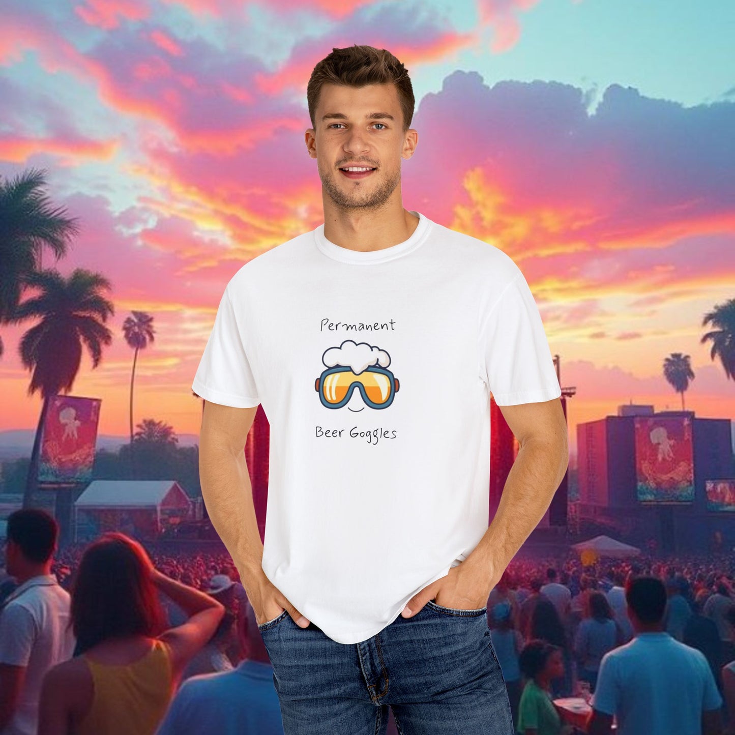 Unisex Beer Goggles Tee, Comedy T-Shirt, Festival Shirt, Funny Summer Tee, Barbecue Outfit, Gift for Beer Lovers