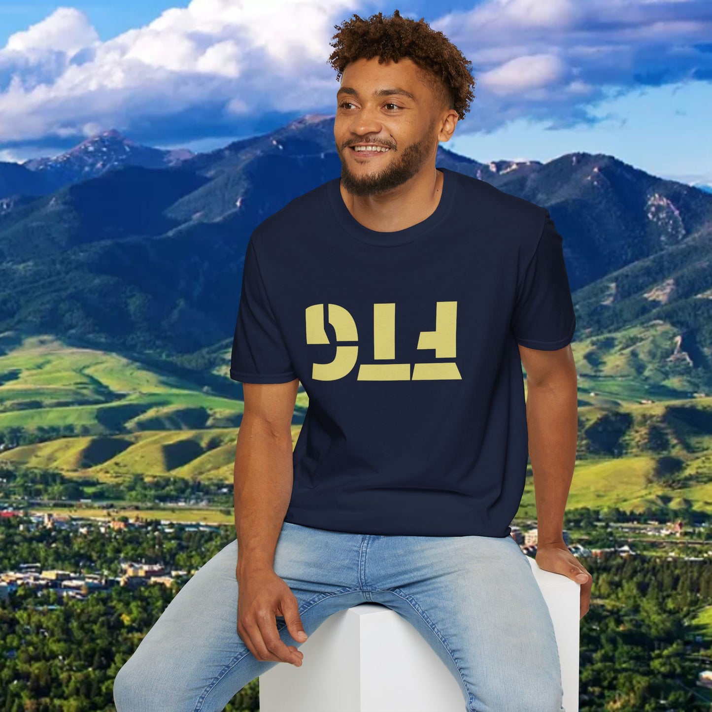 Upside Down FTG Unisex Softstyle T-Shirt - Trendy Fashion Tee, Everyday Comfort, Gift for Bobcat Fans, Gameday Wear, Relaxed Style