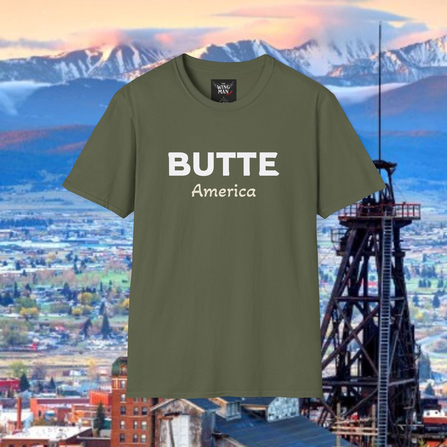 Butte, America Unisex Softstyle T-Shirt - Cozy Apparel for Locals, Travel Souvenir, Gift Idea, Casual Wear, Adventure Tee