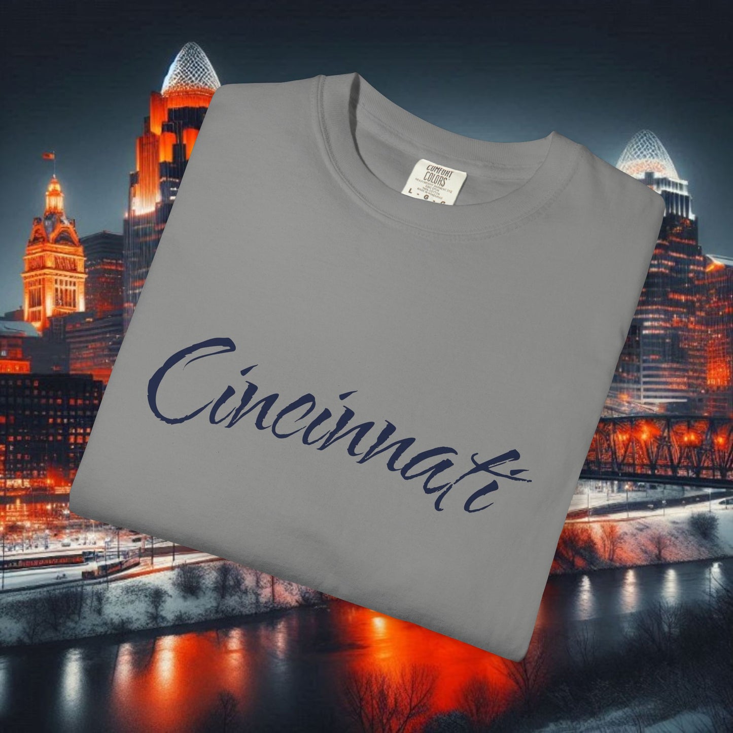 Cincinnati Script T-Shirt — Retro City Name Tee, Tri-Blend, Ultra Comfort, Perfect for Gameday