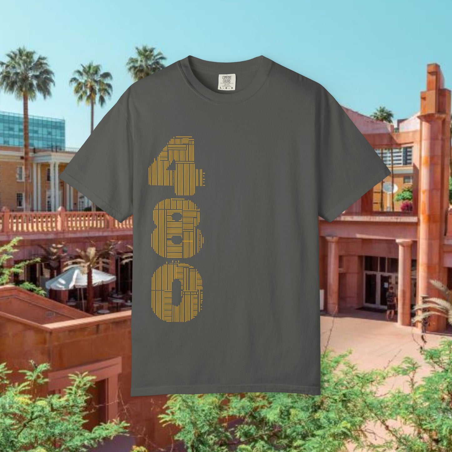 Tempe Trident Tee — 480 Vertical Number Front, Tempe Graphic Back