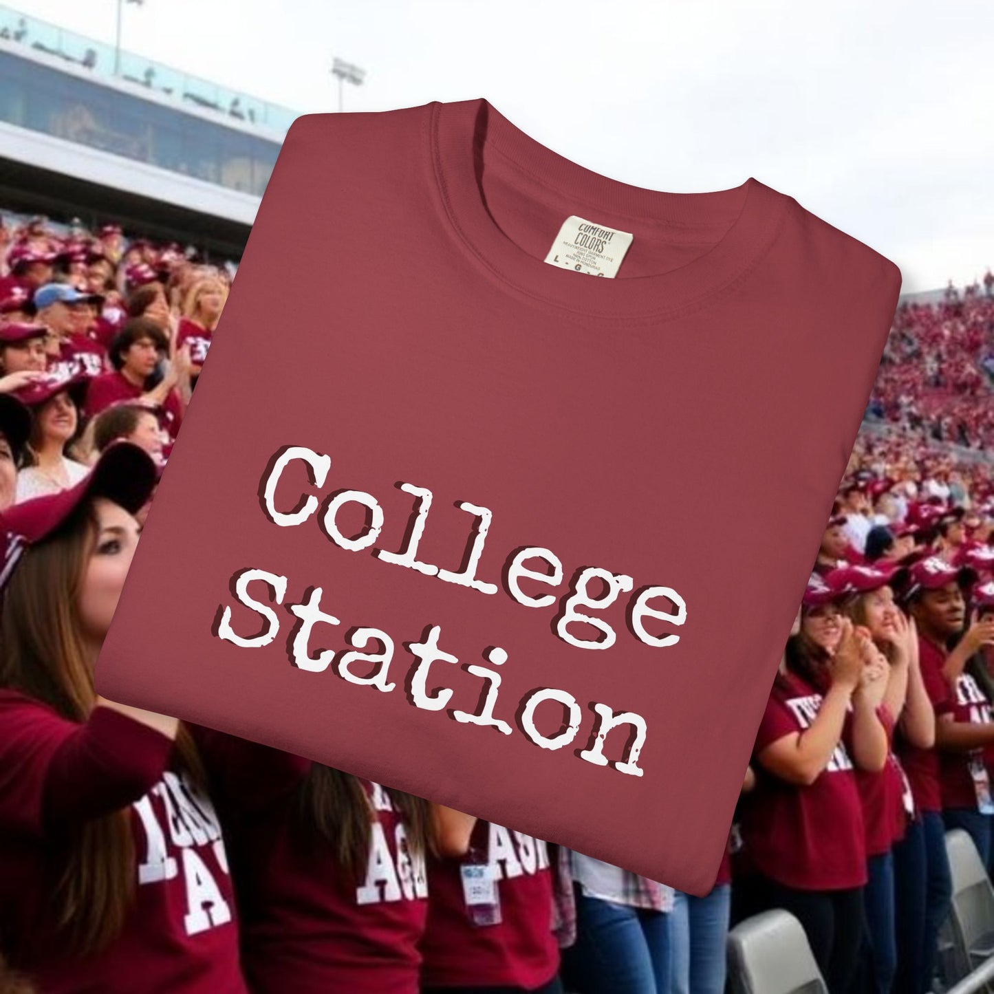 College Station Unisex Garment-Dyed T-Shirt | Casual Wear, College Apparel, Gift for Students, Everyday Style, Trendy Tees