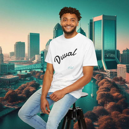 Duval Script T‑Shirt — Jacksonville Retro City Tee, Perfect for Gameday or Everyday Use. Soft style T-Shirt.