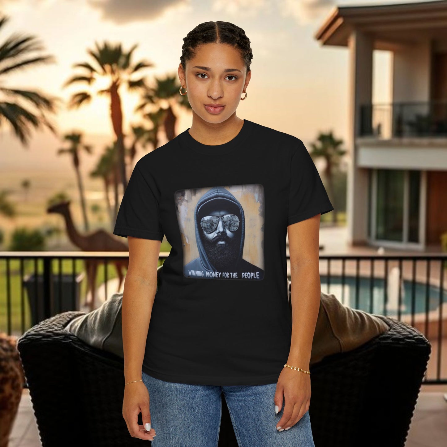 Wing Man Winning Money for The People, Urban Graphic T-shirt, Unisex Garment-Dyed Tee, Streetwear Style, Casual Summer Wear