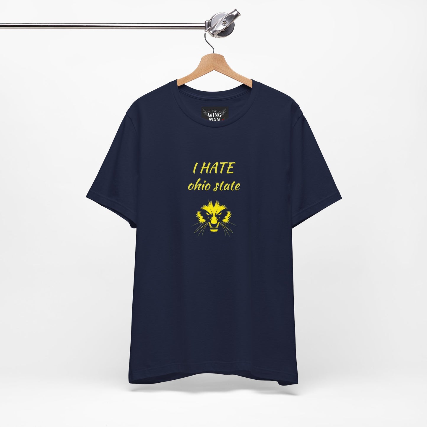 I Hate Ohio State Tee, Unisex Jersey Short Sleeve Tee, Game Day Shirt, College Sports Apparel, Football Fan Gift, Yellow Tee