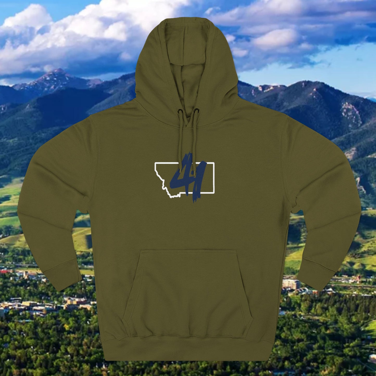 Montana '41' Outline Hoodie — Rustic State Pride Fleece Pullover