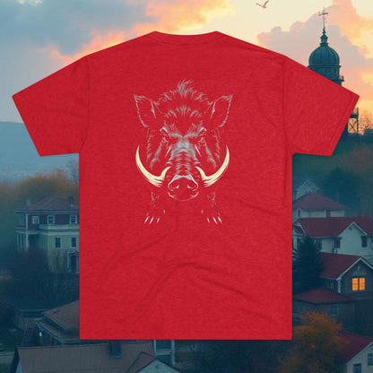 Boar Skull Graphic Tee — Vertical 479 Number Front, Fierce Wild Boar Back