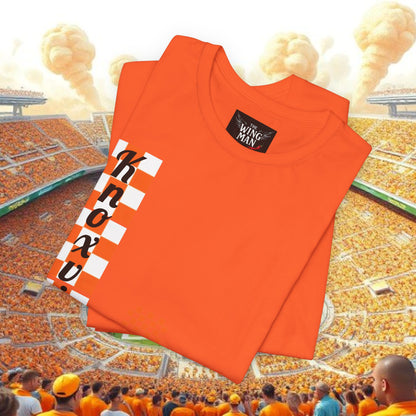 Knoxville Tennessee Orange Tee — Vertical Checker Football Shirt, Perfect for Tailgates, Football Games, or Relaxing.