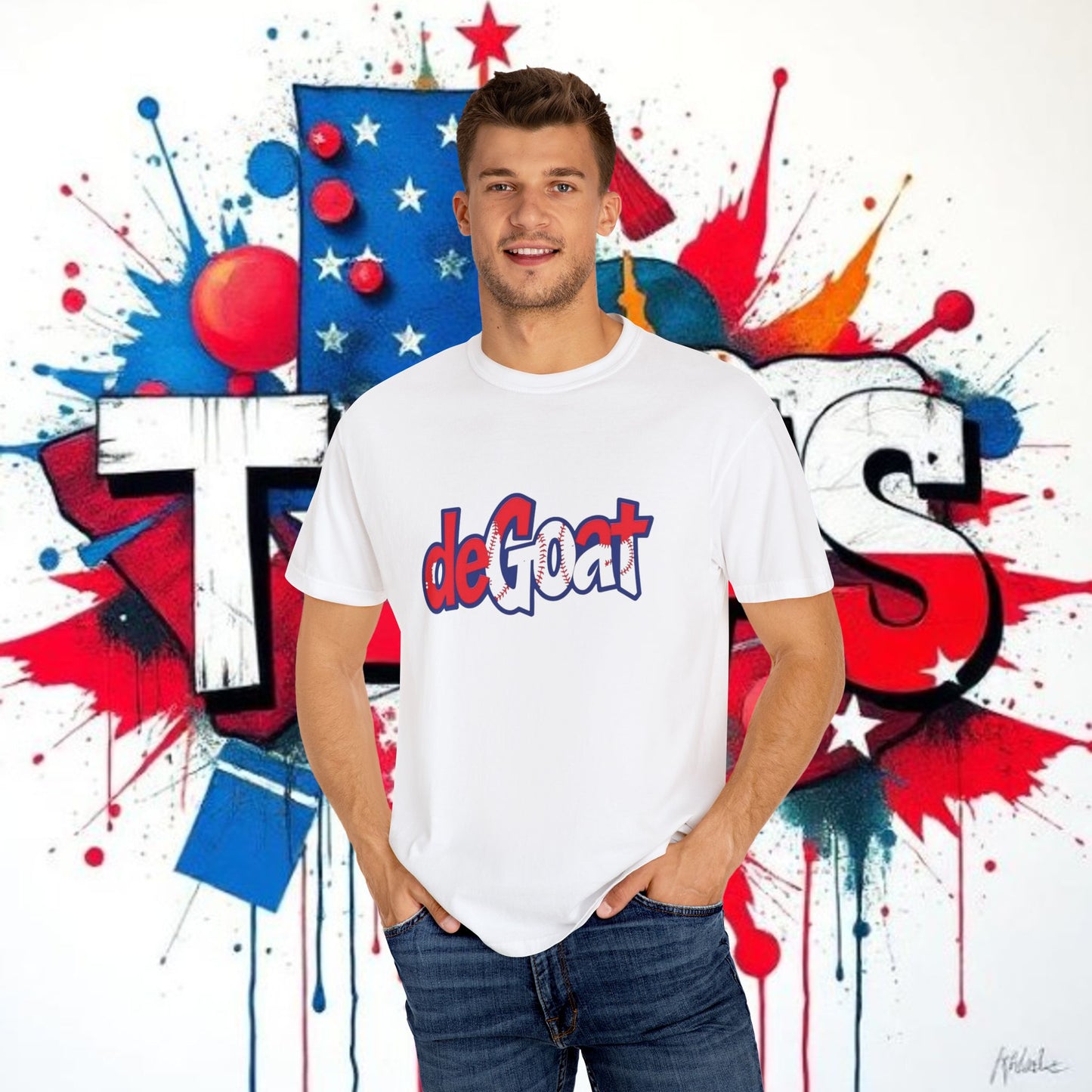 deGOAT Graphic Tee, Baseball Game Shirt, BBQ T-Shirt, Casual Style Unisex Top, Unique Design Garment-Dyed Tee
