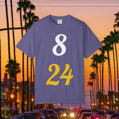 Legend Tribute Unisex Garment-Dyed T-Shirt with '8 & 24' and 'Bean' Text - Casual Wear, Gift for Friends