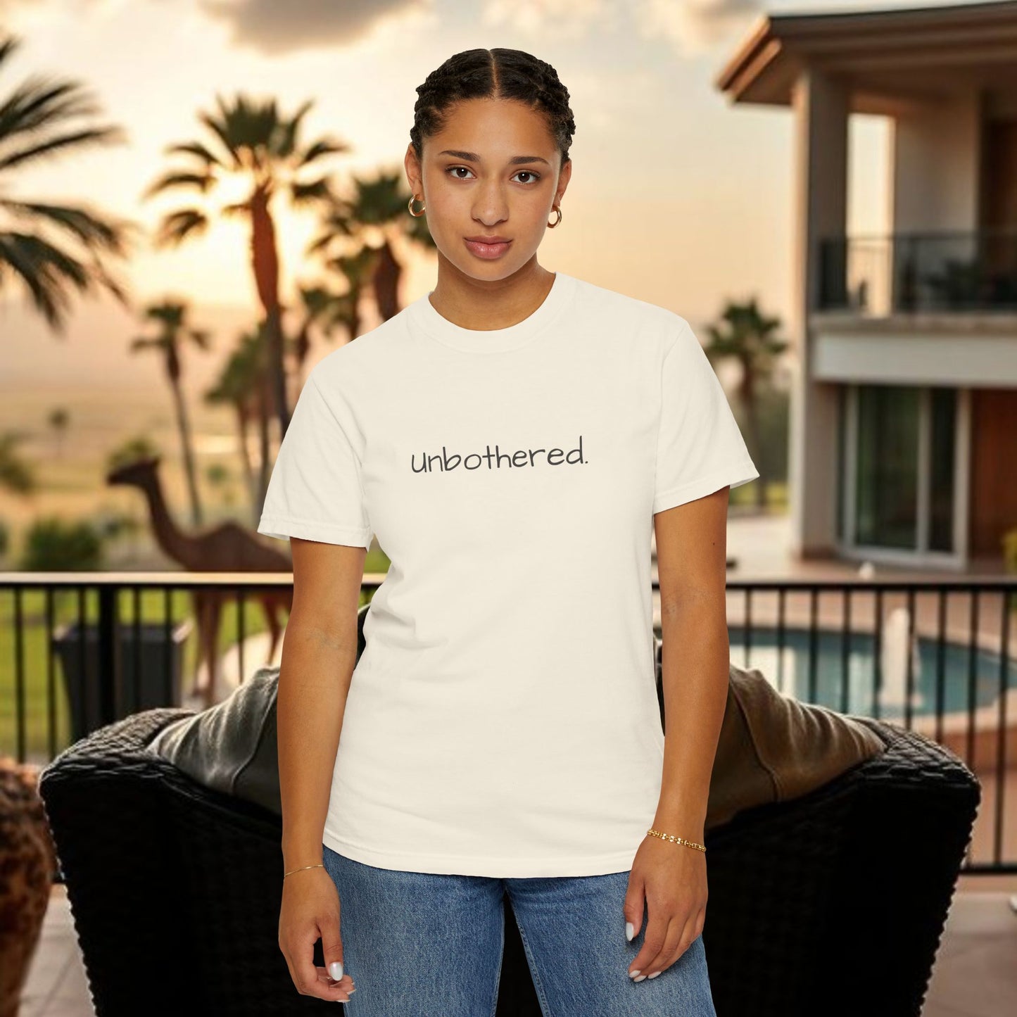 Unbothered Garment-Dyed T-Shirt, Relaxed Fit Tee, Casual Everyday Wear, Gift for Friends, Relaxation Apparel, Trendy Summer Top