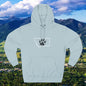 Bobcat Paw Print Fleece Hoodie, Cozy Sweatshirt, Casual Outdoor Wear, Unique Gift for Cat Fans, Montana State Fans