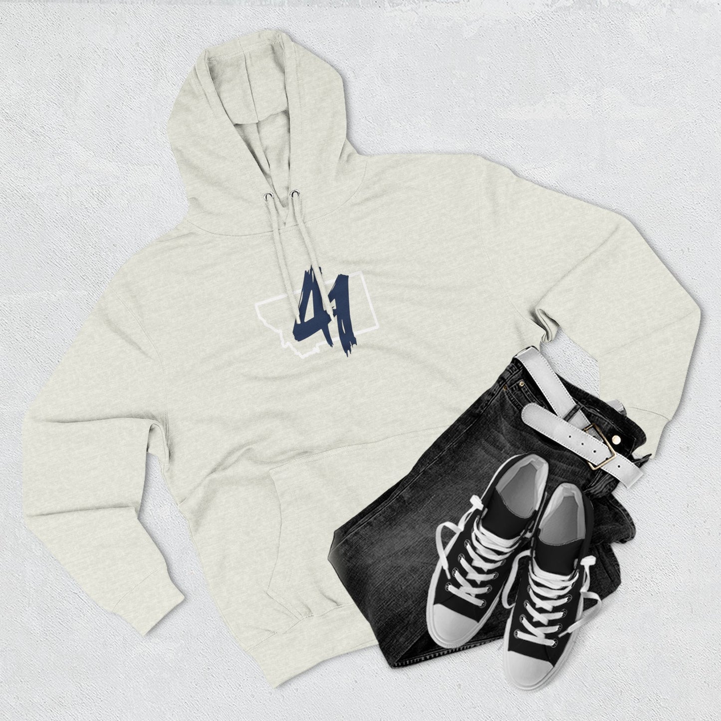 Montana '41' Outline Hoodie — Rustic State Pride Fleece Pullover
