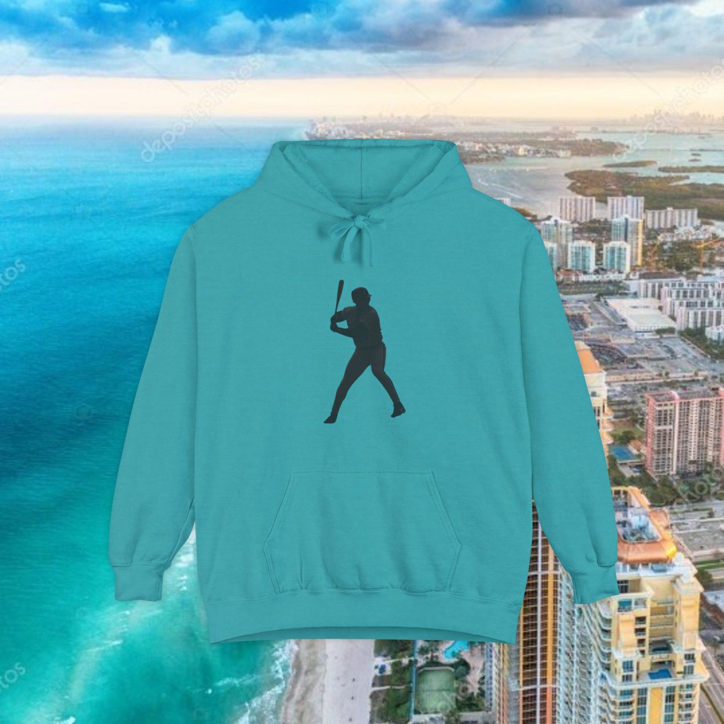 Teal Retro Garment-Dyed Hoodie with 10 Design, Stylish Hoodie, Casual Wear, Unique Gift, Trendy Apparel