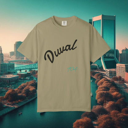 Duval Script T‑Shirt — Jacksonville Retro City Tee, Perfect for Gameday or Everyday Use. Soft style T-Shirt.