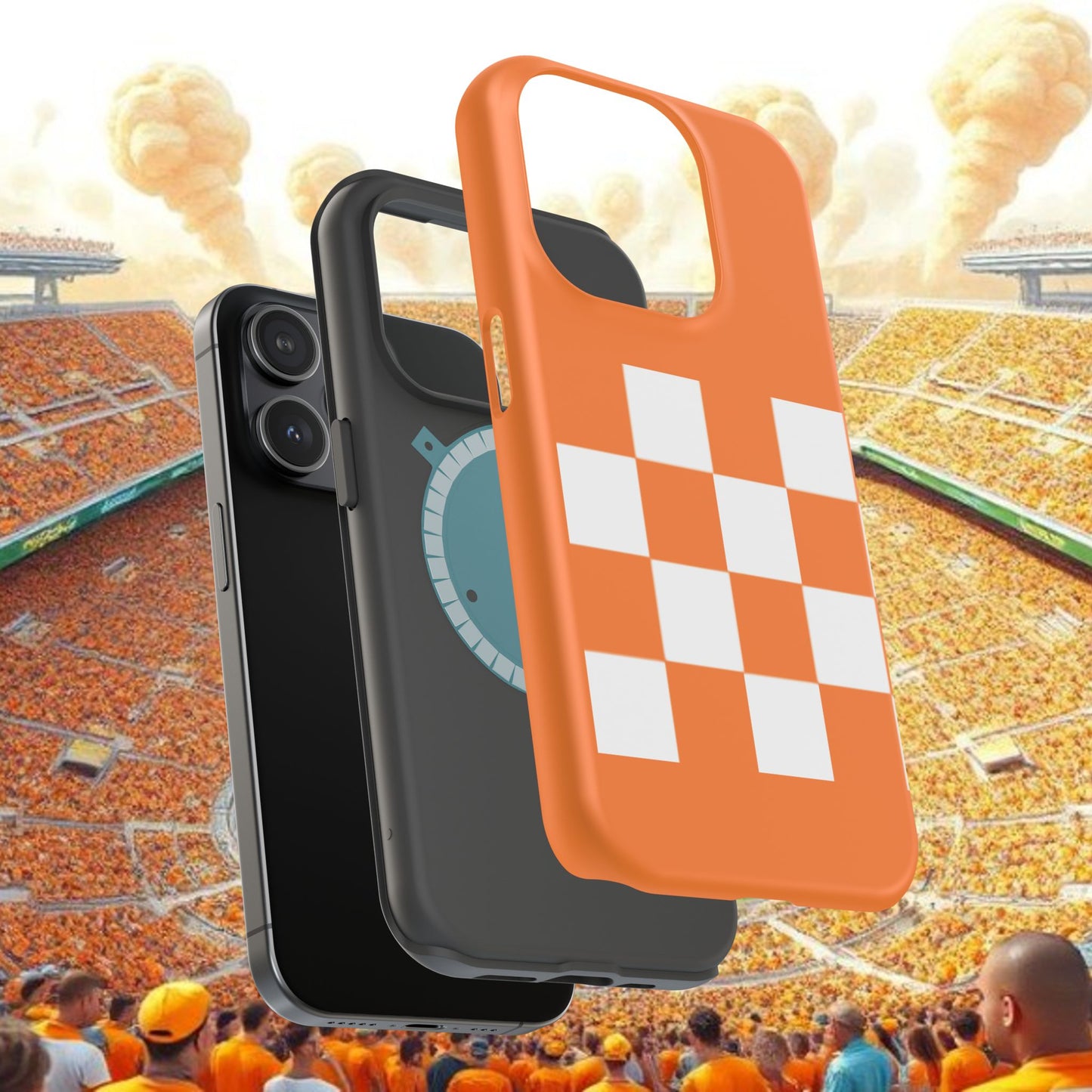 Vibrant Checkerboard Magnetic Tough Cases for Phones, Sports Fans' Accessory, Durable Protection, Tennessee Design, Custom Cases, Gift Ideas