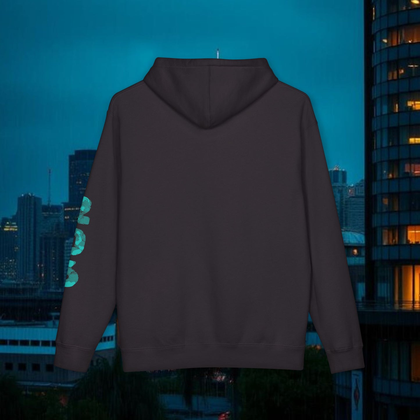 Seattle Script Hoodie — Minimalist City Sweatshirt with 206 Sleeve