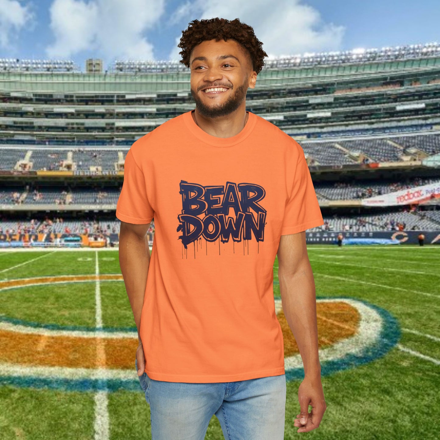 Vibrant Bear Down Unisex T-Shirt | Trendy Graphic Tee, Casual Wear, Gift for Sports Fans, Summer Style.