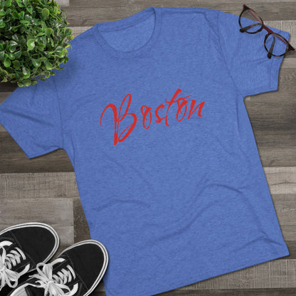 Boston Script Tee — Lightweight City Souvenir T‑Shirt, Super Comfortable Tri-Blend, Perfect for Gameday