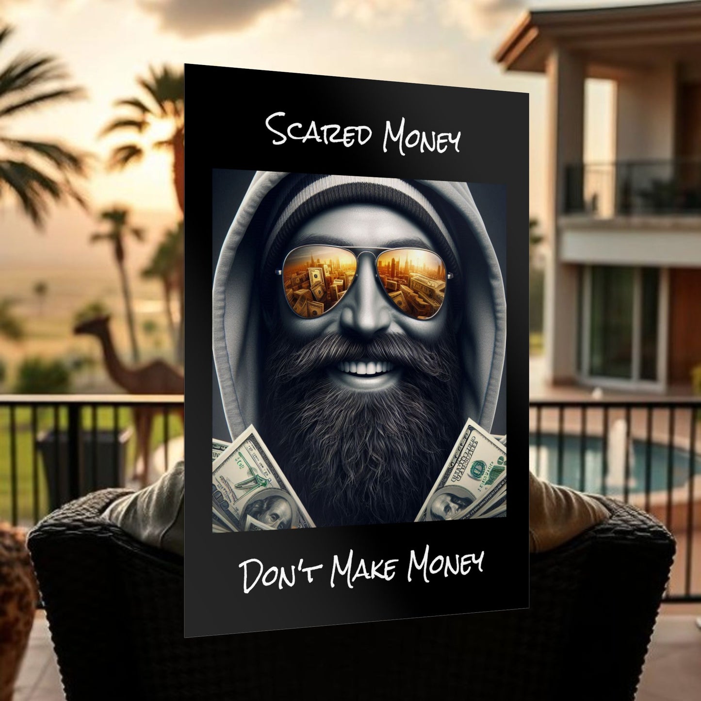 Bearded Money Motivational Wall Art, Scared Money Don't Make Money Poster, Home Decor, Gift for Entrepreneurs, Business Inspiration