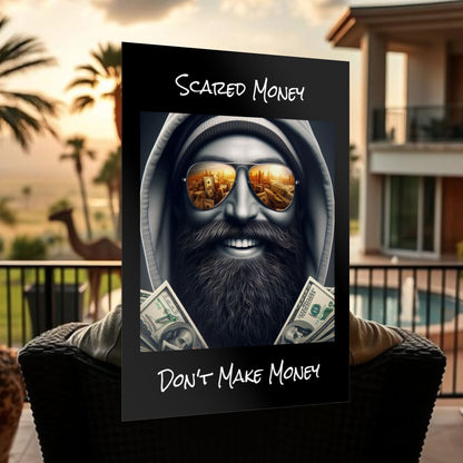 Bearded Money Motivational Wall Art, Scared Money Don't Make Money Poster, Home Decor, Gift for Entrepreneurs, Business Inspiration