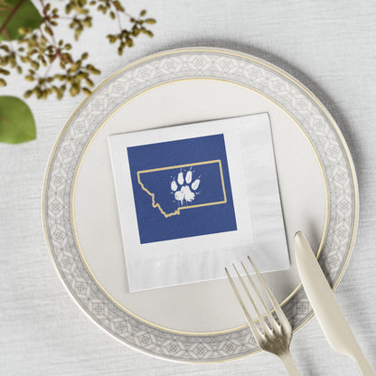 Montana State Outline Napkins — White Coined Cocktail Napkins, perfect for Gameday