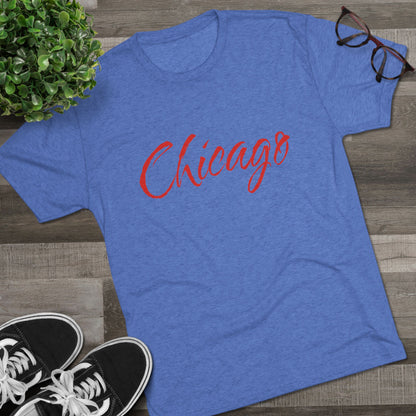 Chicago Script Tee – Handwritten City Shirt, Tr-Blend, Super Soft T-Shirt, Perfect for Gameday