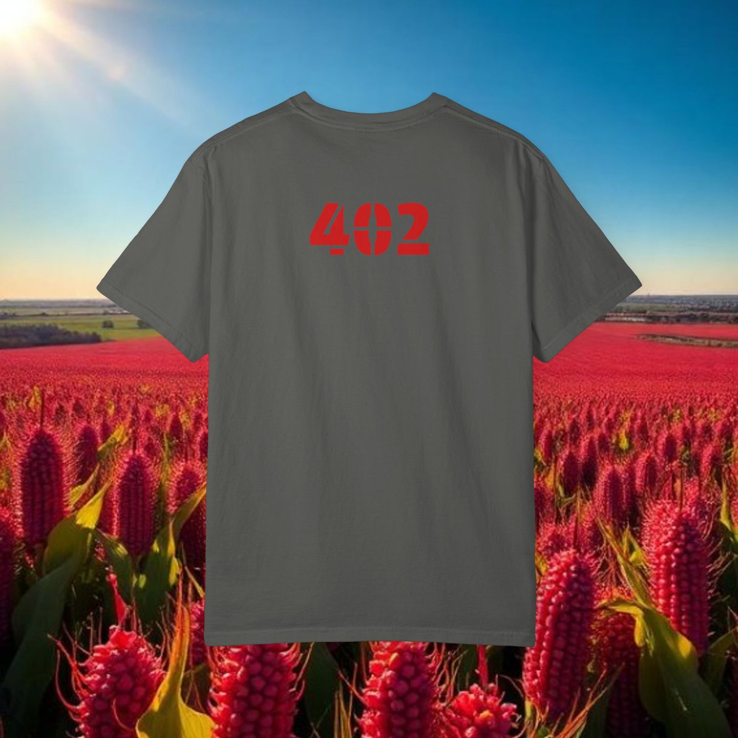 Lincoln Nebraska Area Code T-Shirt — White Tee with Red "Nebraska" & 402 Back Print, Soft-Style T-Shirt