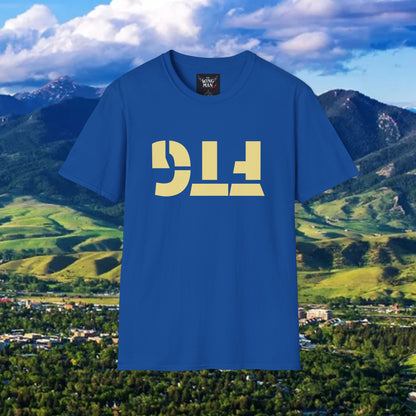 Upside Down FTG Unisex Softstyle T-Shirt - Trendy Fashion Tee, Everyday Comfort, Gift for Bobcat Fans, Gameday Wear, Relaxed Style